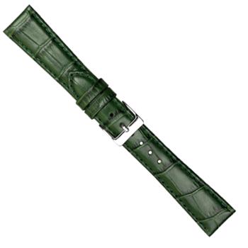 Model 454-09-20, Urrem i mørkegrøn blank imiteret alligator skind føres i 12-22mm, her 20 mm hos Guldsmykket.dk
