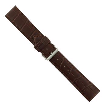 Condor bestseller læderurrem med krokodillemønster i  mørkebrun med stikninger - 190mm, 14 mm bred, 190 mm lang og med sølv spænde