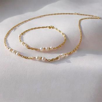 14 kt collier med ferskvandsperler, San - Links of Joy (45 cm)