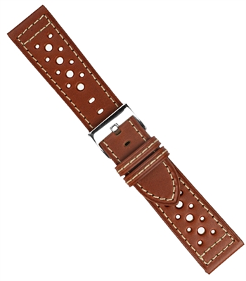 Urrem i cognac skind  med huller føres i 18-24mm