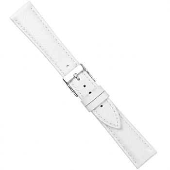 Urrem i hvid Saffiano skind føres i 14-20mm