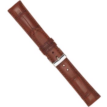 Urrem i cognac farvet ægte polstret alligator føres i 18-22mm, her 18 mm hos Urremmen.dk