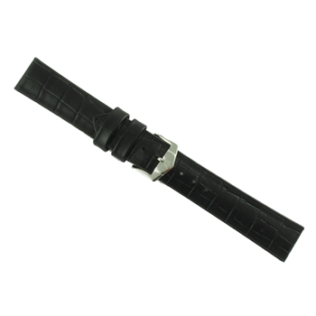 ZRC eksklusiv gummirem i sort med sort læder, i bredder fra 20-22 mm, 195 mm lang og med enten forgyldt eller stål spænde
