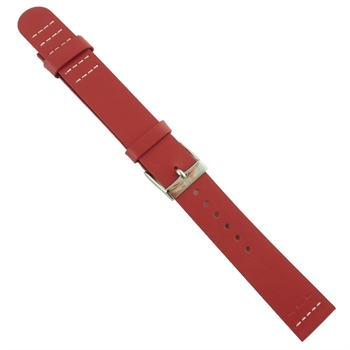 Ct rød fashion urrem i bredden 18 mm, 160 mm lang og med enten forgyldt eller rustfrit stål spænde.