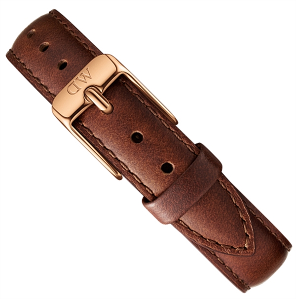 Daniel Wellington læderurrem - CLASSIC ST. MAWES - 12 mm bred og rosaforgyldt spænde