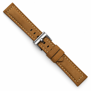 Marina cognac nubuck urrem med hvide syninger fra Fluco, 20-24 mm