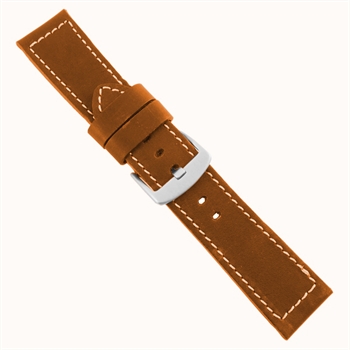 Fluco massiv cognac kalveskinds urrem i bredder fra 20-26 mm, 193 mm lang