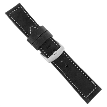 Fluco massiv sort kalveskinds urrem i bredder fra 20-26 mm, 193 mm lang