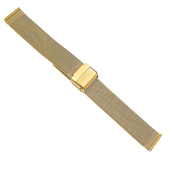 Urlænke PVD forgyldt milanaise mesh med glidelås føres i 12-24mm, her 18 mm og længde 190 mm