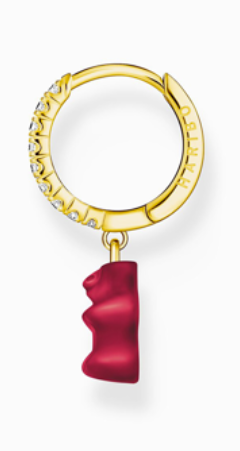 Thomas Sabo CR726-414-10 Gold single hoop earring w. red Goldbear Earring