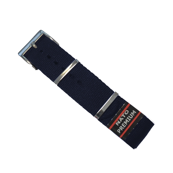 Model 510663-05-20, Nato Premium rem i blå føres i 20-22mm, her 20 mm hos Urremmen.dk