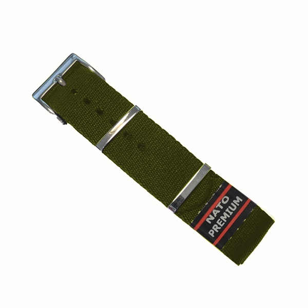 Model 510663-02-22, Nato Premium rem i grøn føres i 20-22mm, her 22 mm hos Urremmen.dk