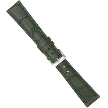 Urrem i mørkegrøn blank imiteret alligator skind føres i 12-18mm