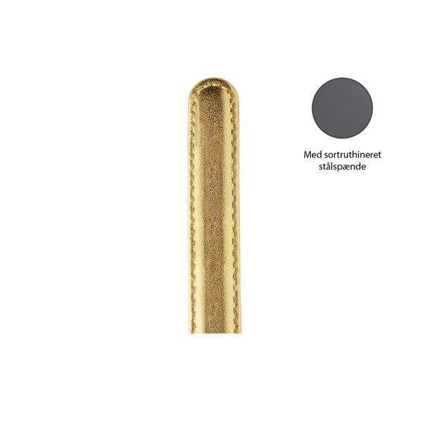 Christina Collect guld læderrem med sort spænde, 16 mm