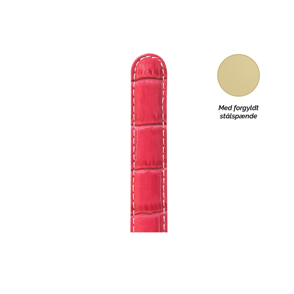 Christina Collect pink læderrem med forgyldt spænde, 16 mm