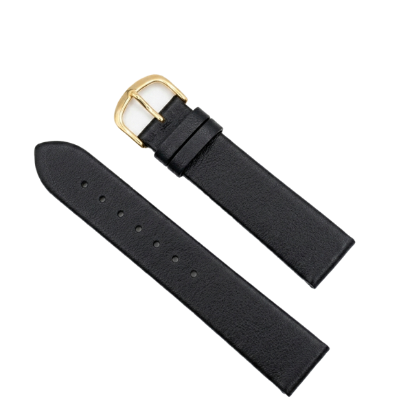 Søgaard sort urrem af kalve læder i ulige løb uden syninger i bredden 12/10 mm, 170 mm lang