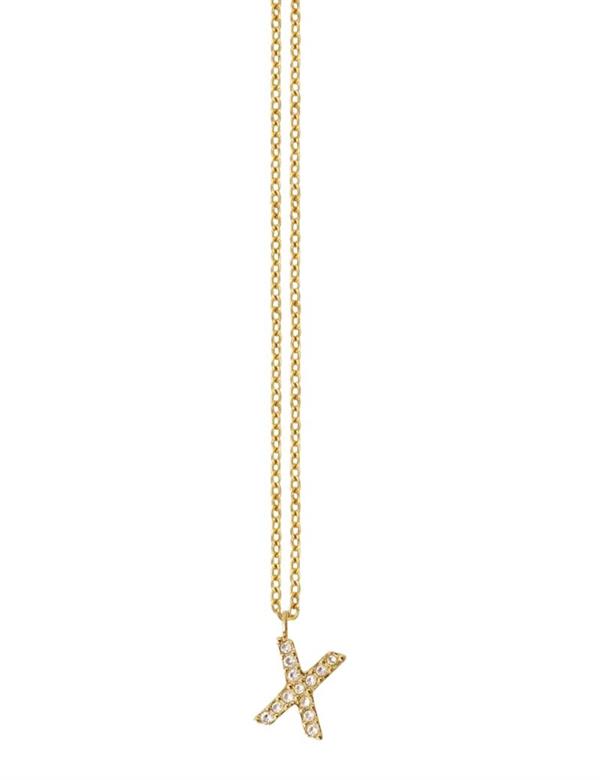 MB0094, Mockberg Stone Letter X Gold Necklace Halskæde